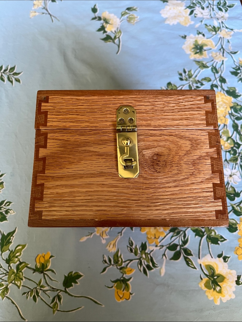 Wooden Keepsake Box with Gold Latch - Natural Oak Finish
